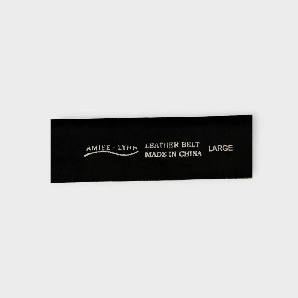 VINTAGE 1995 Amiee Lynn Texas Longhorn Steer Cattle Buckle on Black Leather Belt